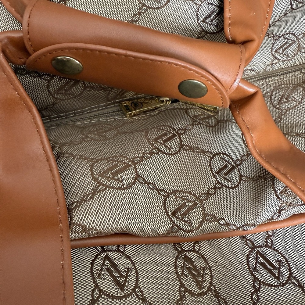Adrienne Vittadini Duffle Bag Signature Print Monogram Italian Travel Luggage - Picture 8 of 16
